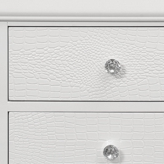24" White Wood Shagreen Two Drawer Nightstand
