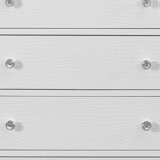 31" White Solid Wood Five Drawer Dresser