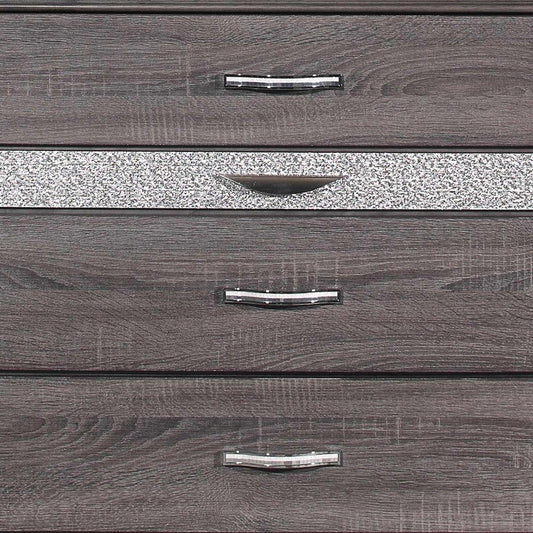 63" Gray Faux Crystal Bling Solid Wood Nine Drawer Double Dresser