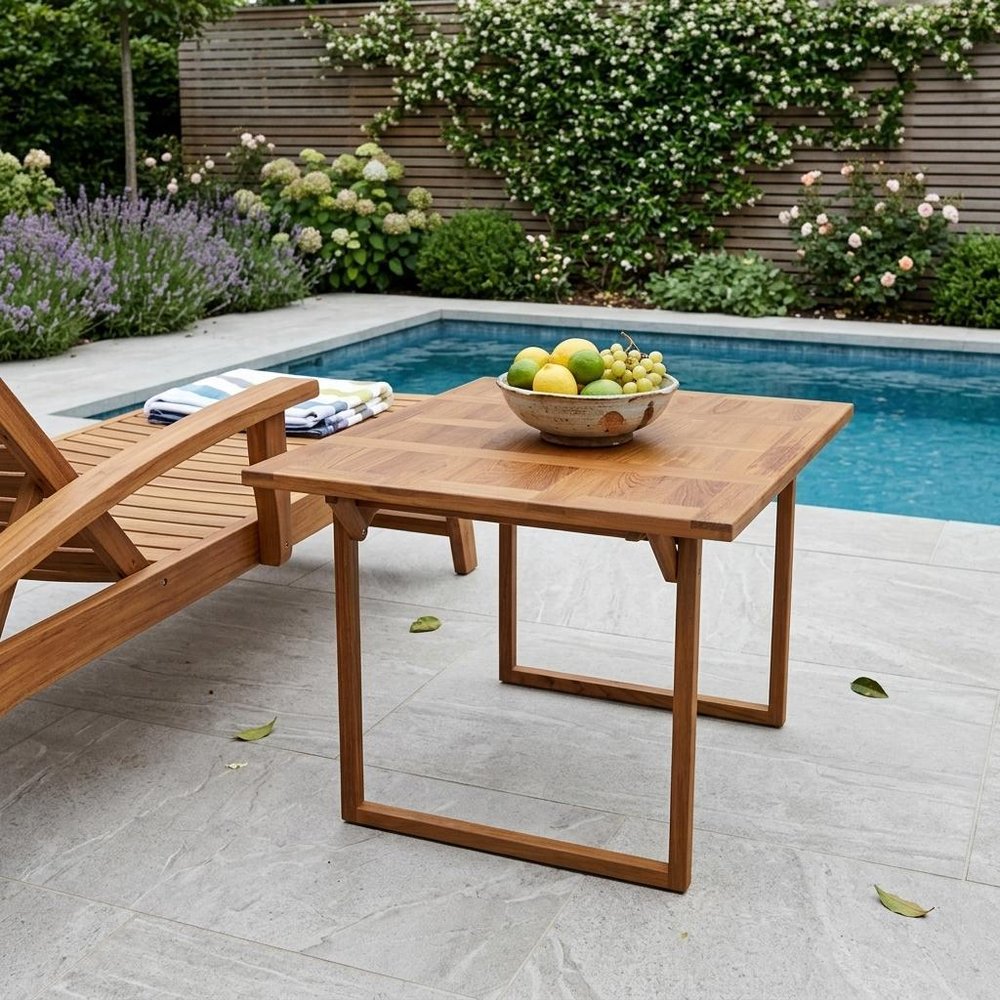 45" Brown Solid Wood Folding Outdoor Side Table HomeRoots