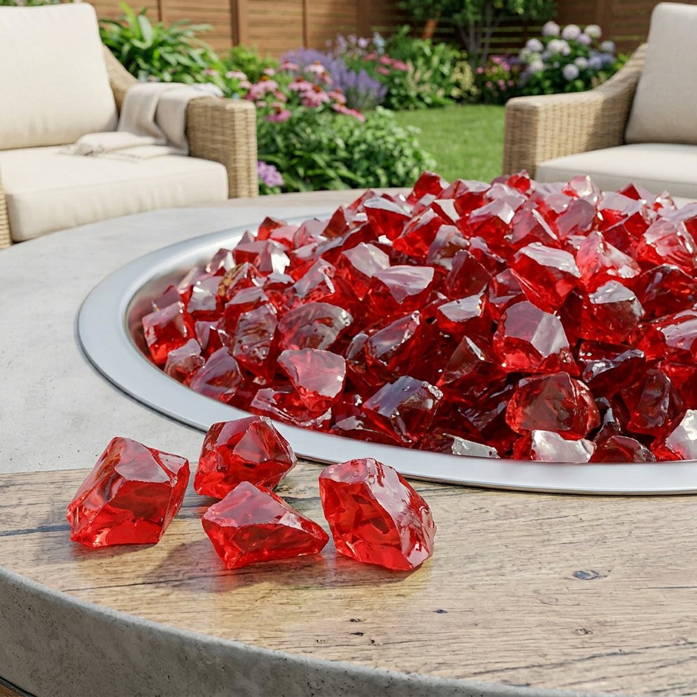 Red Round Reflective Fire Pit Glass HomeRoots