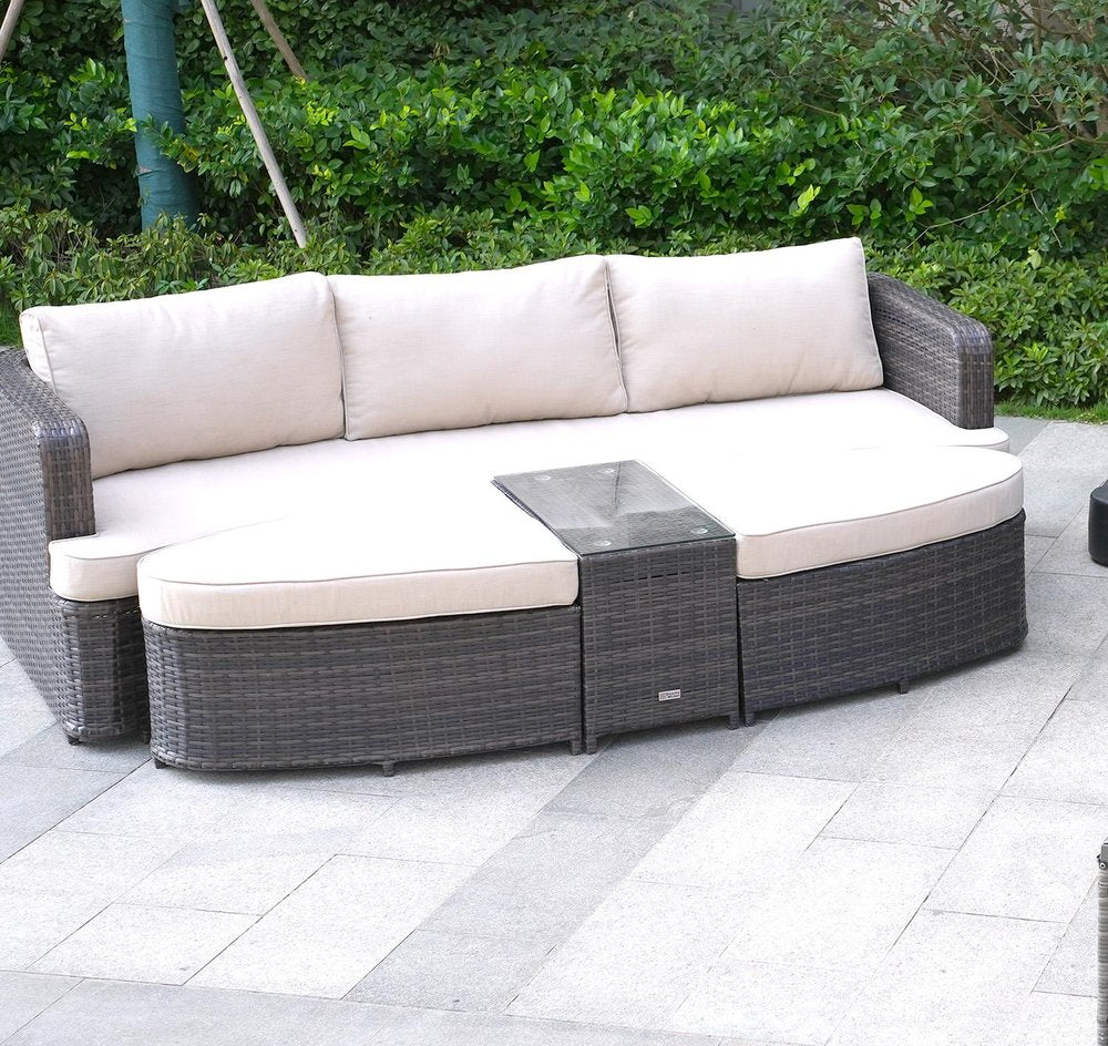 Eleven Piece Gray Wicker Multiple Chairs Seating Group With Fire Pit And Table HomeRoots