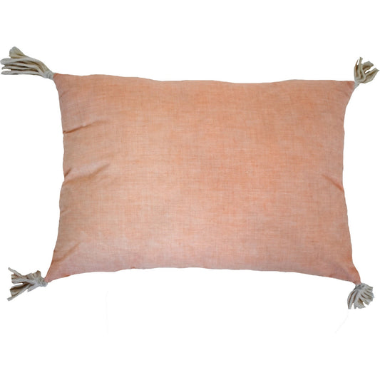 13" X 18" Peach And White Ogee Zippered Polyester And Cotton Blend Throw Pillow With Tassels FurniFindUSA