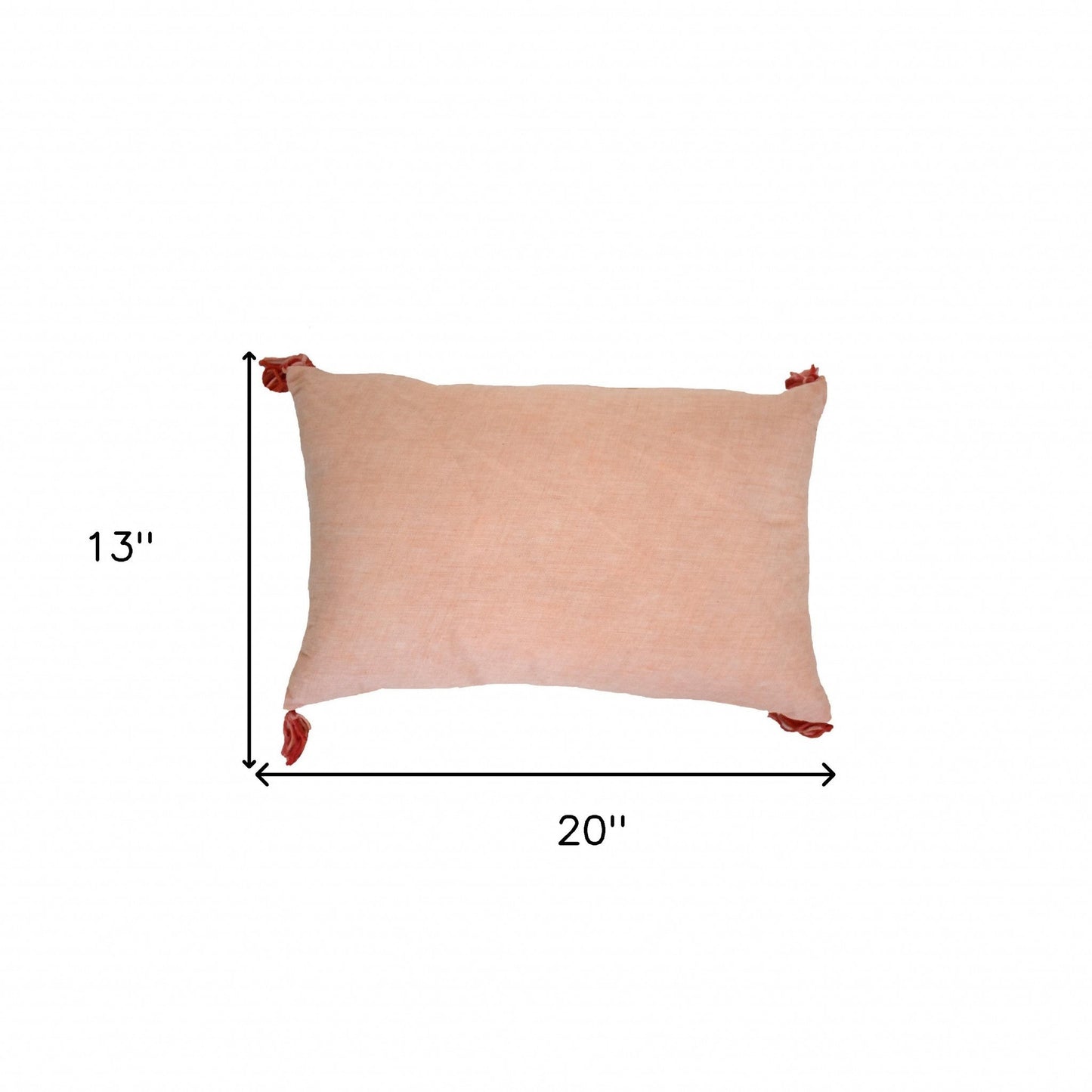 13" X 20" Coral Geometric Zippered Polyester Throw Pillow With Tassels FurniFindUSA