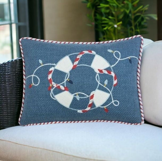 13" X 18" Blue and White Christmas Throw Pillow FurniFindUSA