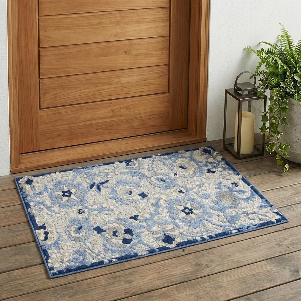3' X 4' Blue And Gray Indoor Outdoor Area Rug HomeRoots