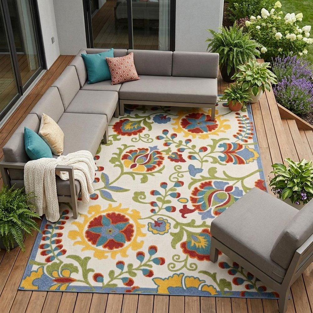 10' X 13' Green And Ivory Indoor Outdoor Area Rug HomeRoots