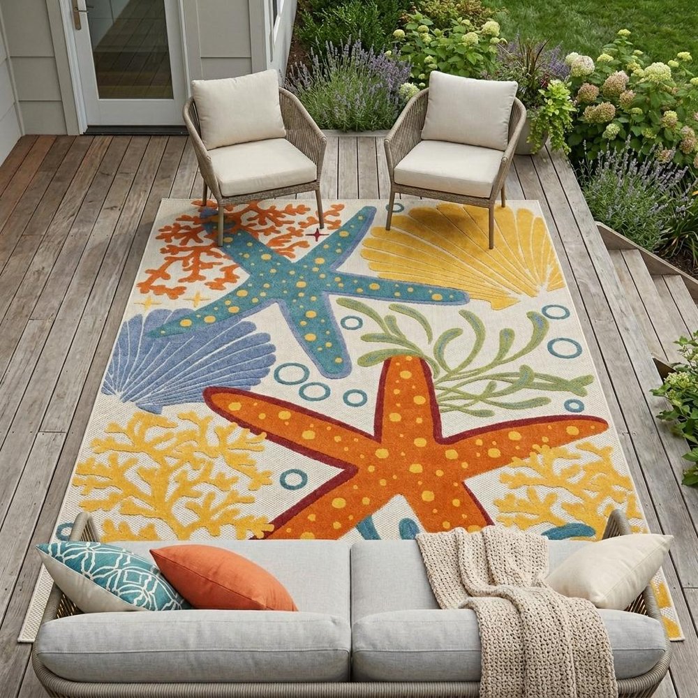 9' X 12' Blue And Yellow Indoor Outdoor Area Rug HomeRoots