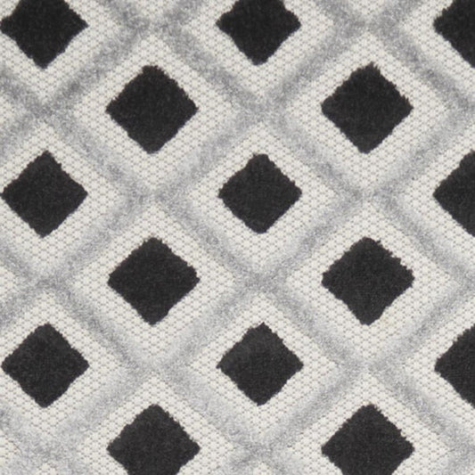 10' Black And White Indoor Outdoor Runner Rug