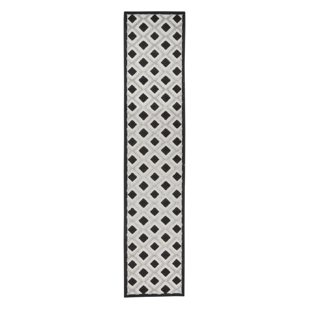 12' Black And White Indoor Outdoor Runner Rug HomeRoots