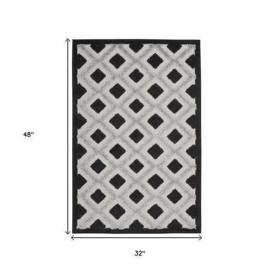 3' X 4' Black And White Indoor Outdoor Area Rug