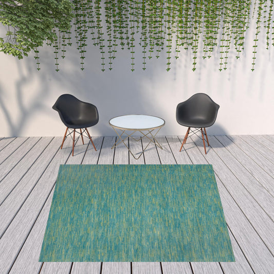 9' X 9' Blue And Green Square Striped Non Skid Indoor Outdoor Area Rug FurniFindUSA