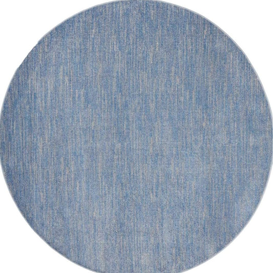 8' X 8' Blue And Gray Round Indoor Outdoor Area Rug