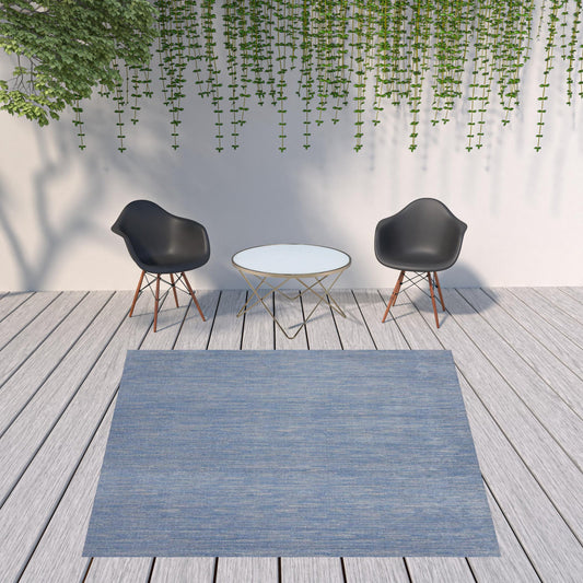 9' X 9' Blue And Grey Square Striped Non Skid Indoor Outdoor Area Rug FurniFindUSA
