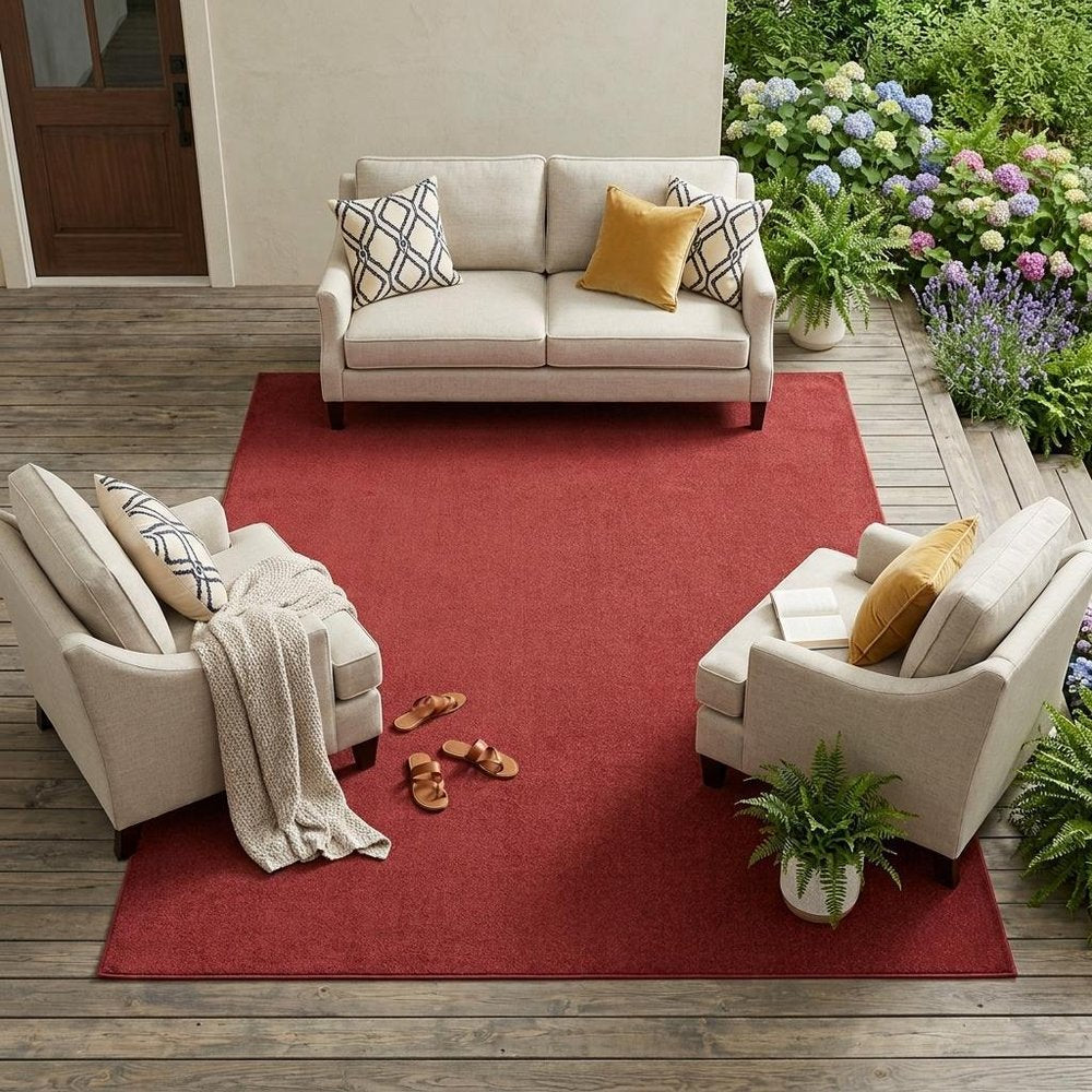 8' X 10' Brick Red Stain Resistant Indoor Outdoor Area Rug HomeRoots