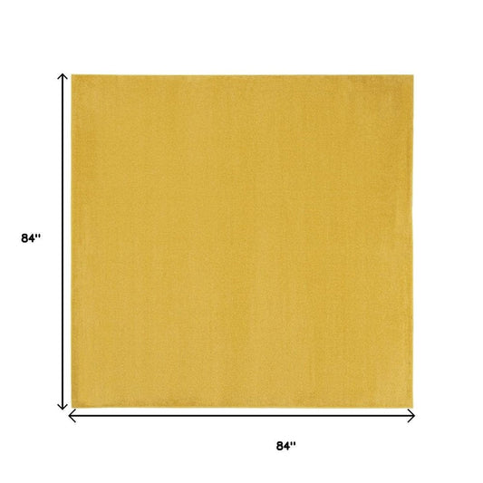 7' Yellow Square Indoor Outdoor Area Rug
