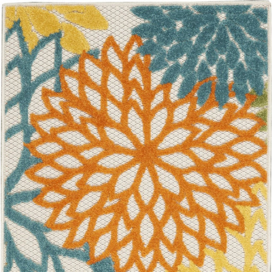 8' Turquoise Indoor Outdoor Runner Rug