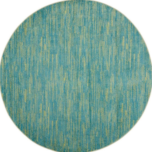 6' X 6' Blue And Green Round Indoor Outdoor Area Rug