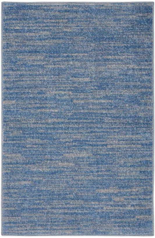 4' Runner Blue And Gray Indoor Outdoor Runner Rug