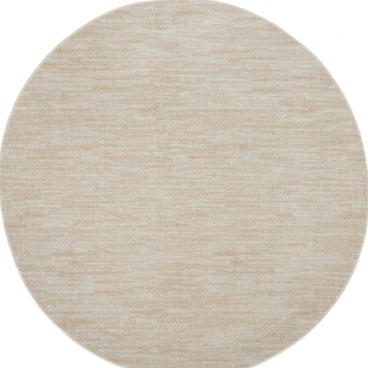6' X 6' Beige And Ivory Round Indoor Outdoor Area Rug