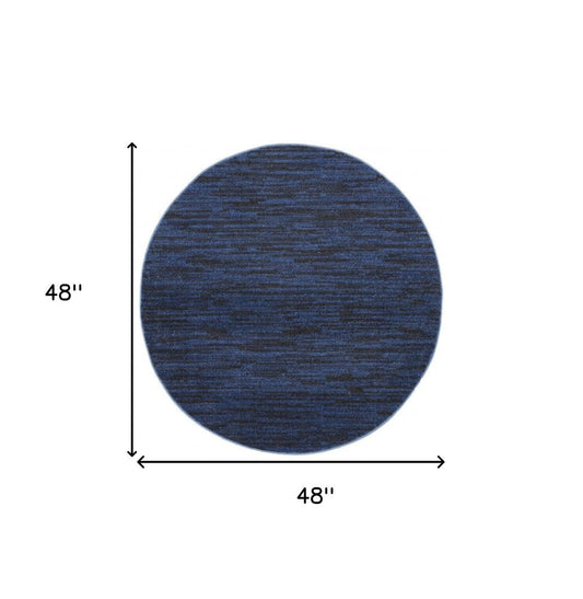 4' Blue Round Indoor Outdoor Area Rug