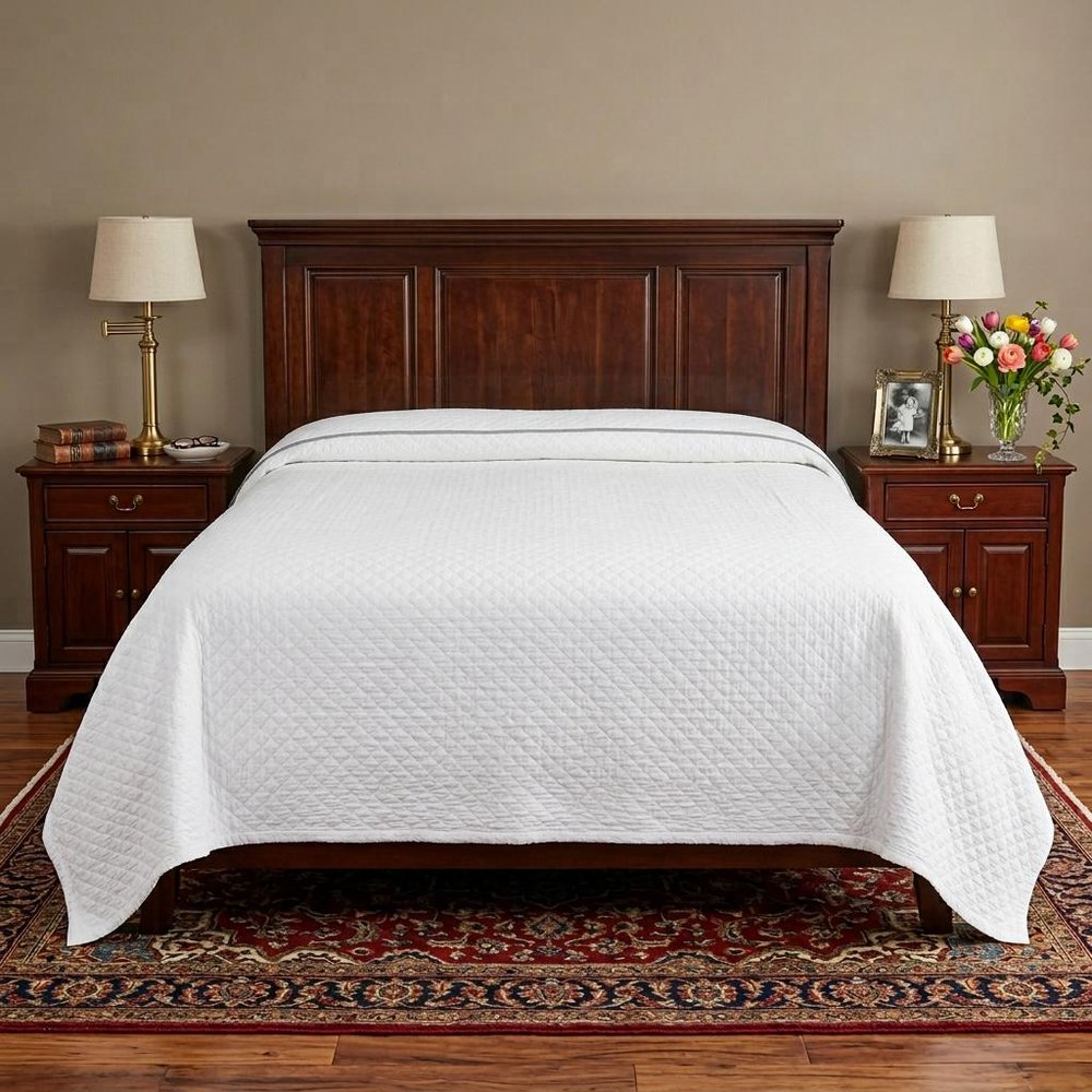 White Checkered King Quilt HomeRoots