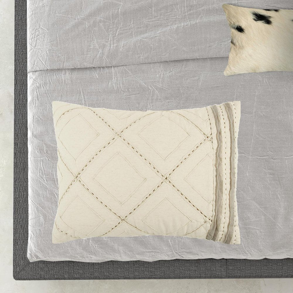 Ivory Geometric Queen Quilt HomeRoots