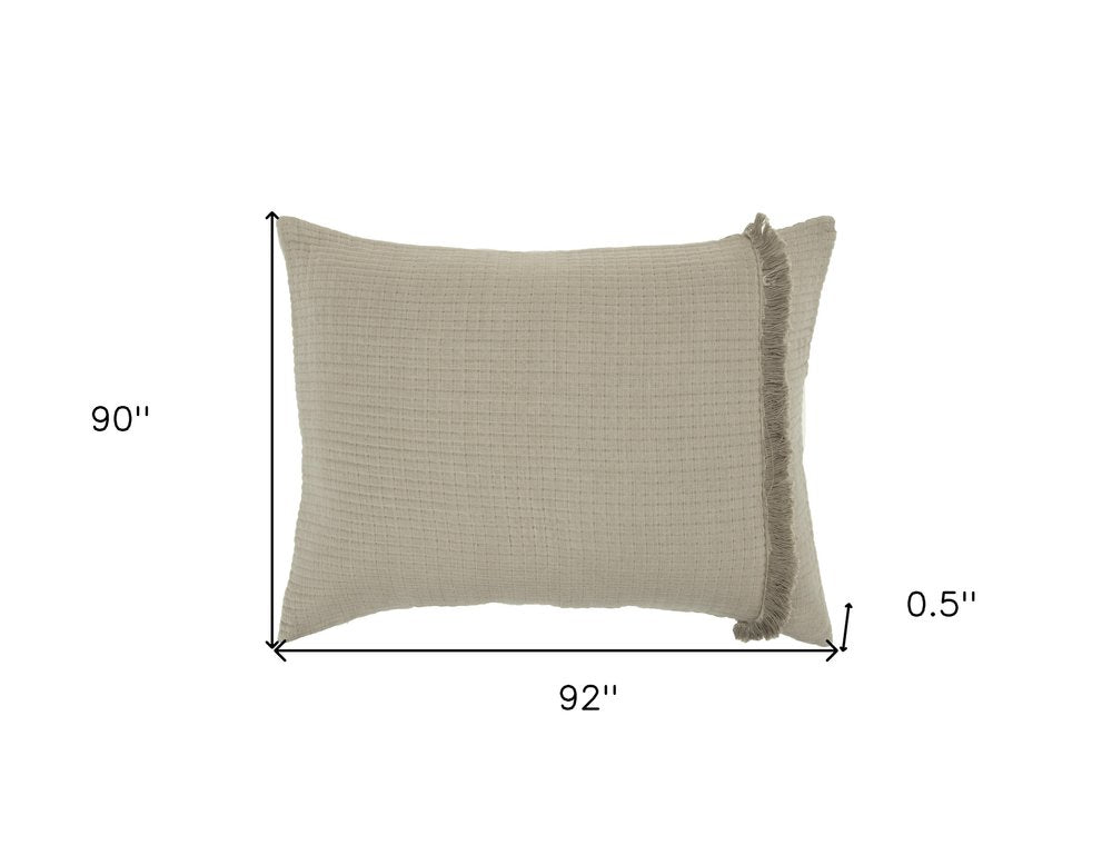 Natural Checkered Queen Quilt HomeRoots