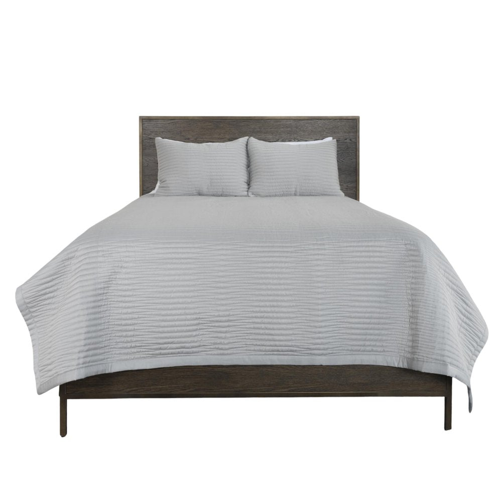 Set of Three Gray Geometric King Quilt HomeRoots