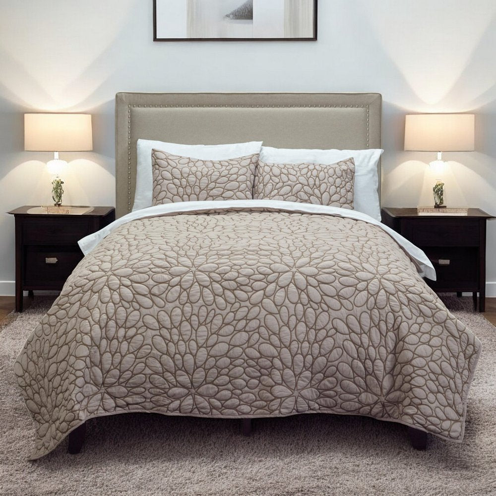 Blush Floral Queen Quilt HomeRoots