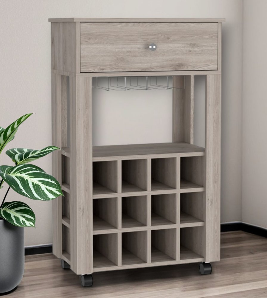Light Gray Rolling Bar Cart With Wine Storage HomeRoots