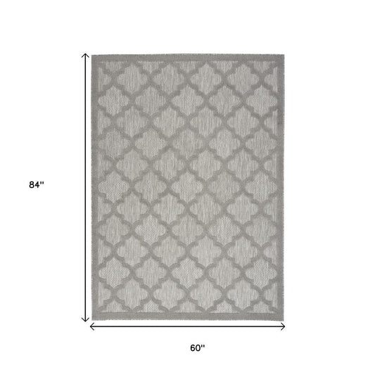 5' X 7' Gray Indoor Outdoor Area Rug