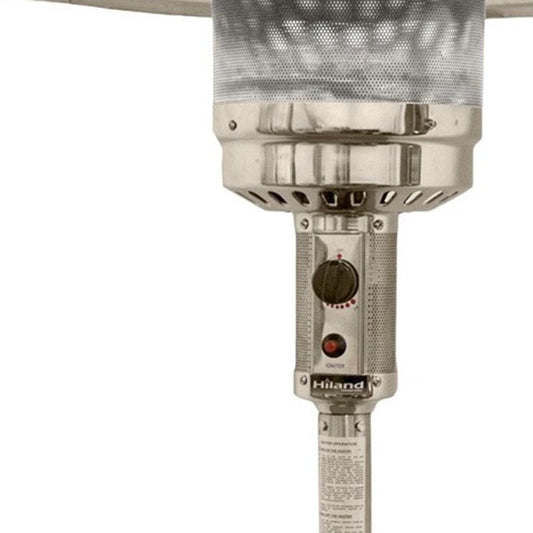 48000 BTU Silver Steel Propane Cylindrical Pole Standing Patio Heater HomeRoots
