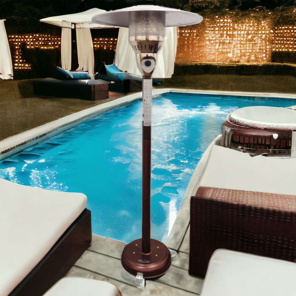 41000 BTU Bronze Steel Natural Gas Cylindrical Pole Standing Patio Heater HomeRoots