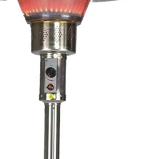 40000 BTU Silver Steel Propane Cylindrical Pole Standing Patio Heater HomeRoots