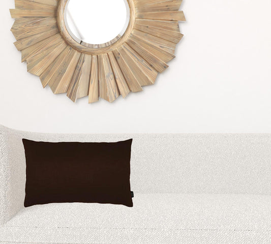 Set Of Two 12" X 20" Brown Zippered Polyester Lumbar Pillow Cover FurniFindUSA