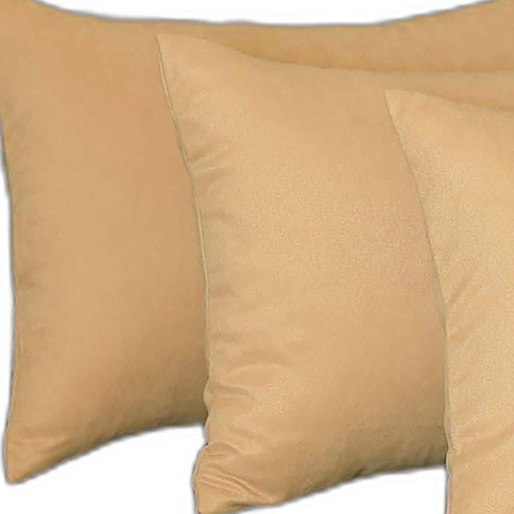 Set Of Four 12" X 20" Beige Polyester Zippered Pillow Cover FurniFindUSA
