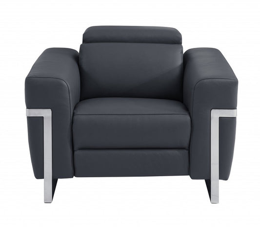 Three Piece Indoor Dark Gray Italian Leather Six Person Seating Set HomeRoots