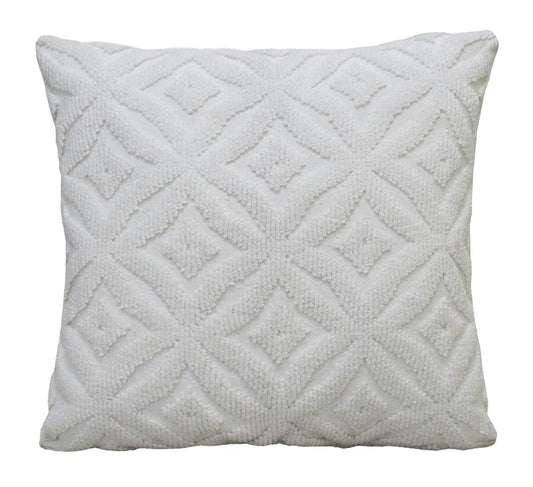 18"x18" White Indoor Outdoor Ogee Decorative Pillow