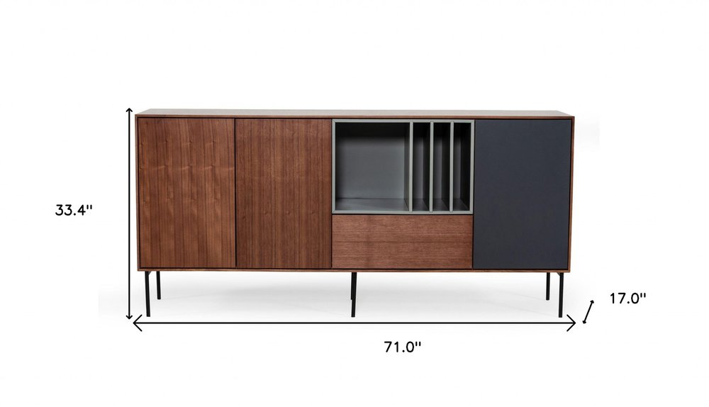 Urban Warm 71" Brown Gray and Charcoal Buffet Server HomeRoots