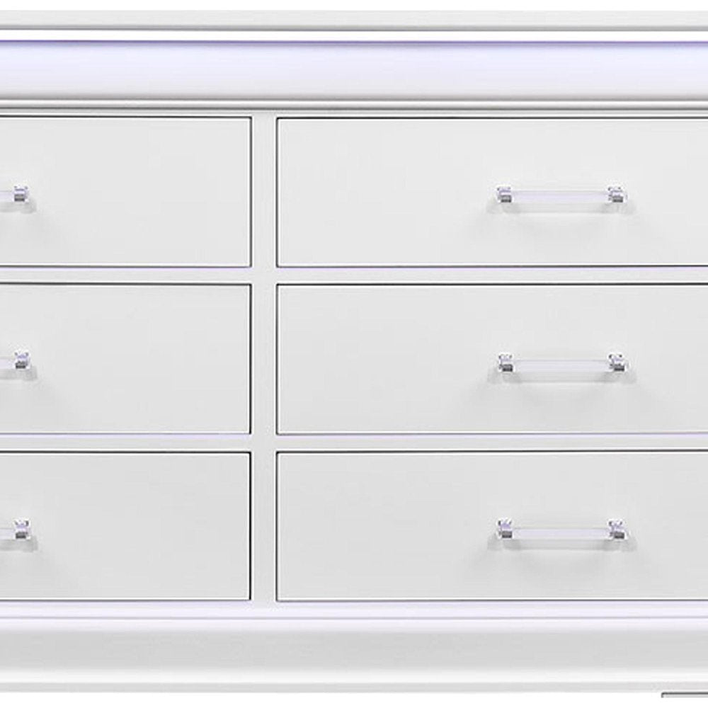 32" Blue Wood Lighted Five Drawer Dresser