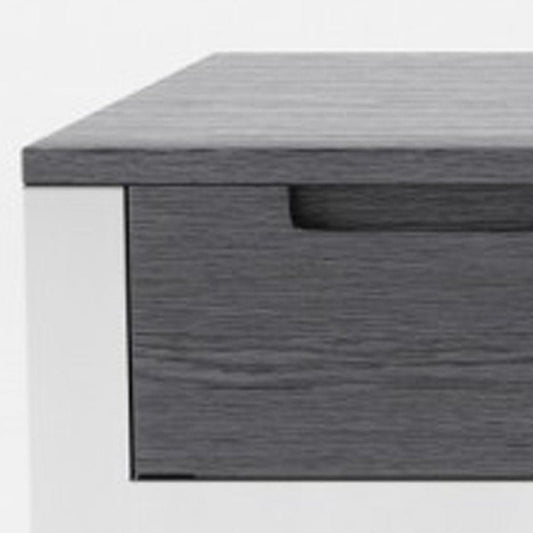 63" Gray and Silver Writing Desk With Three Drawers HomeRoots