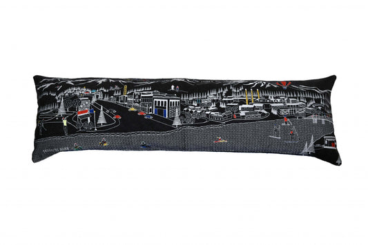 46" Black Bend Nighttime Skyline Lumbar Decorative Pillow FurniFindUSA