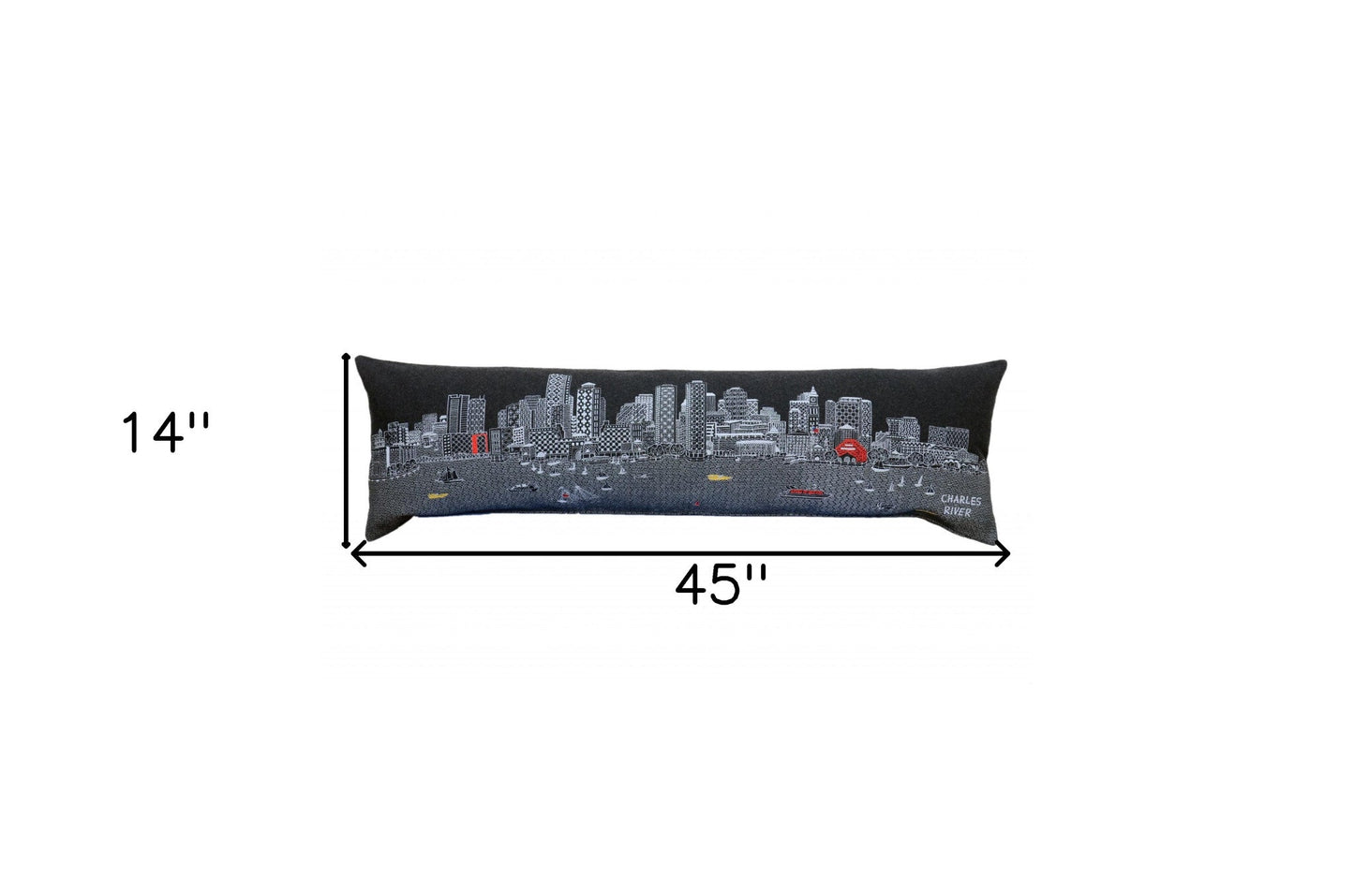 46" Black Boston Nighttime Skyline Lumbar Decorative Pillow FurniFindUSA