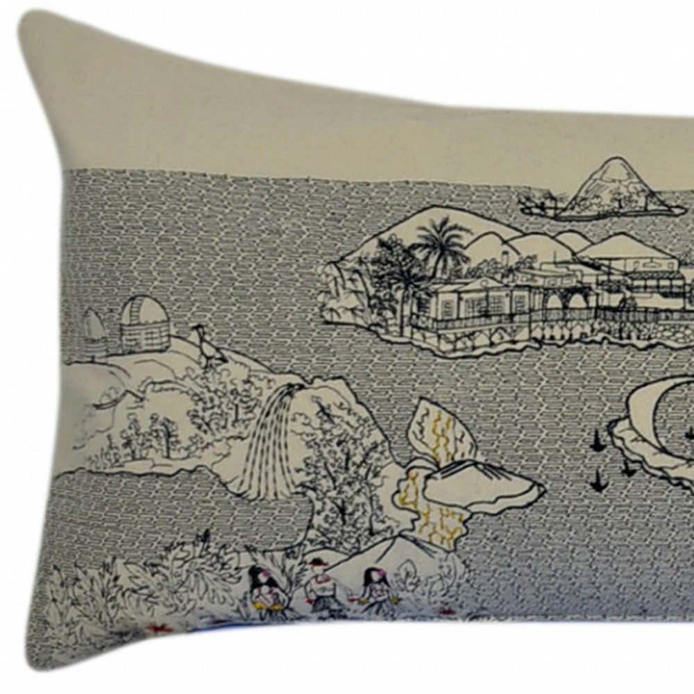 46" White Hawaii Daylight Skyline Lumbar Decorative Pillow FurniFindUSA