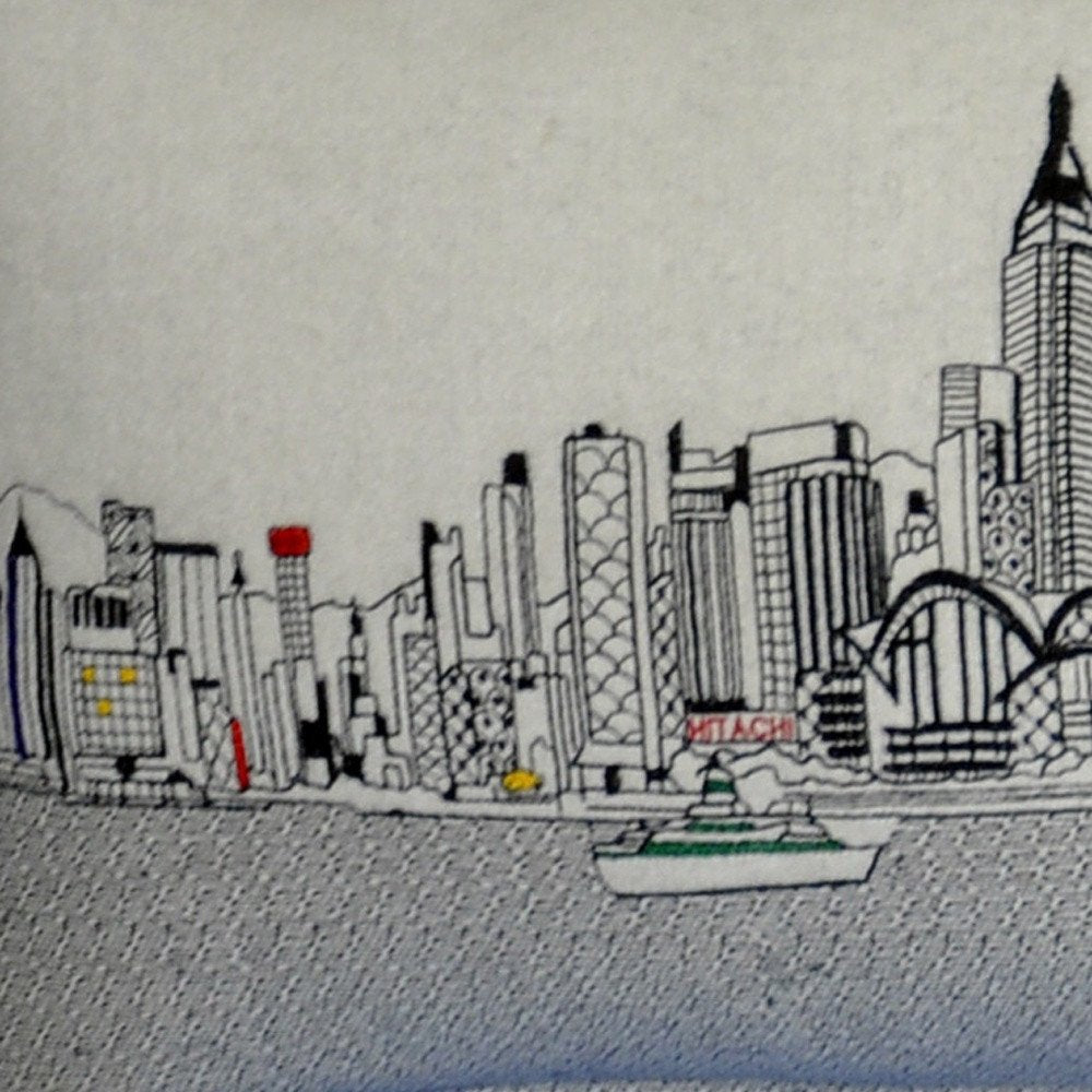 14" X 45" Dark Gray And White Hong Kong Nighttime Skyline Lumbar Decorative Pillow HomeRoots