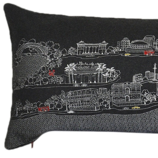 14" X 46" Cream New Orleans Daylight Skyline Lumbar Decorative Pillow