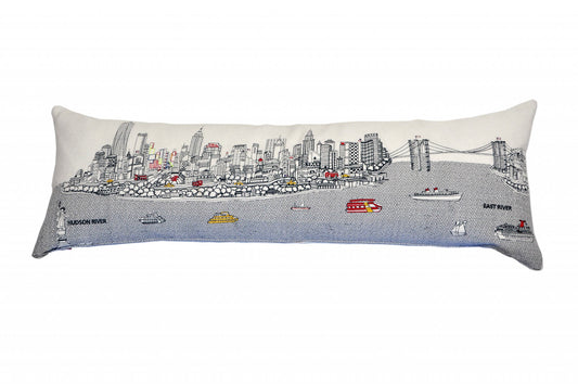 46" White NYC Daylight Skyline Lumbar Decorative Pillow FurniFindUSA