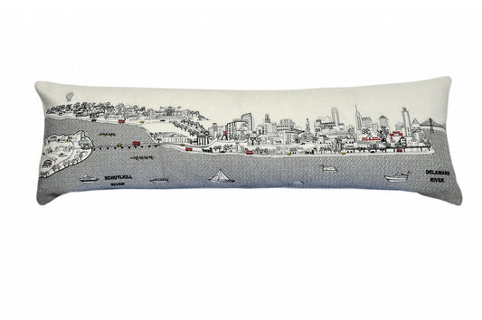 46" White Philadelphia Daylight Skyline Lumbar Decorative Pillow FurniFindUSA