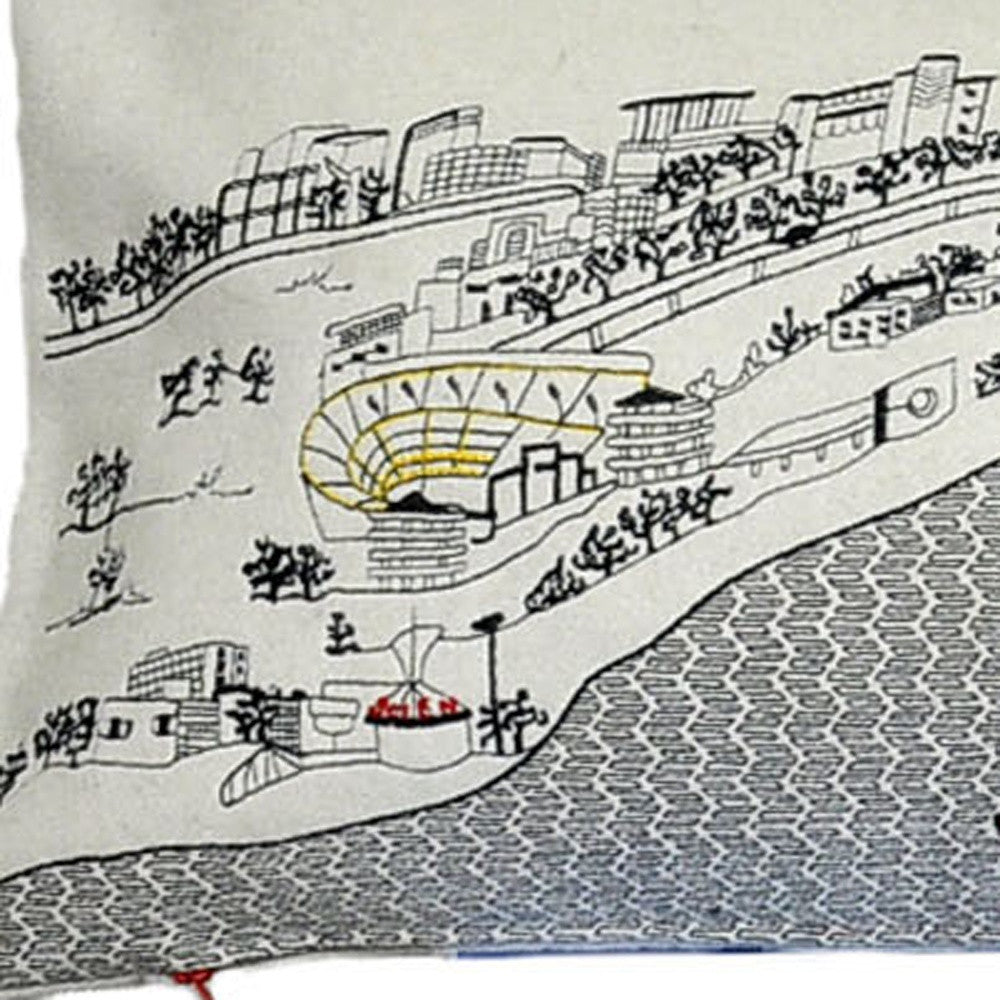 46" White Pittsburgh Daylight Skyline Lumbar Decorative Pillow FurniFindUSA